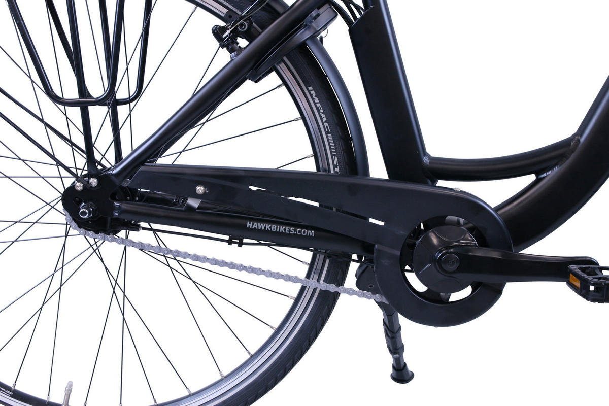 E-CITY Wave E-Bike Schwarz 7 Gang 28 Zoll Gr:46cm - Schwarz, Metall (46cm) - Hawk Bikes