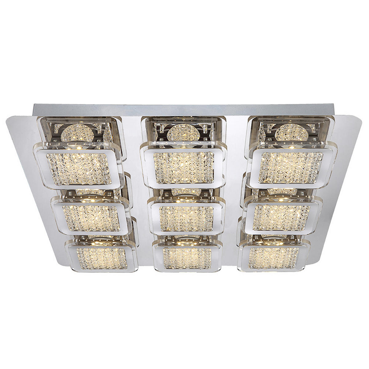 LED DECKENLEUCHTE Schelli Silber Kristalloptik - Silberfarben, Metall (40/40/6.5cm) - Globo Lighting