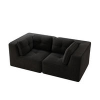 SOFA 208/104/69 cm in Schwarz aus Cord mit modularen Elementen - Schwarz, Textil (104/69/208cm) - Flora Grace