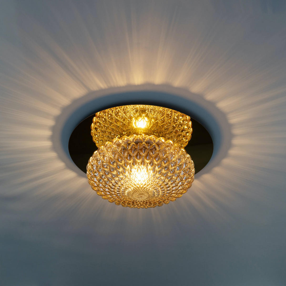 WANDLEUCHTE Matera, Bernstein und Gold, 17.5cm - Goldfarben, Glas (40/17.5/17cm) - KOSILUM