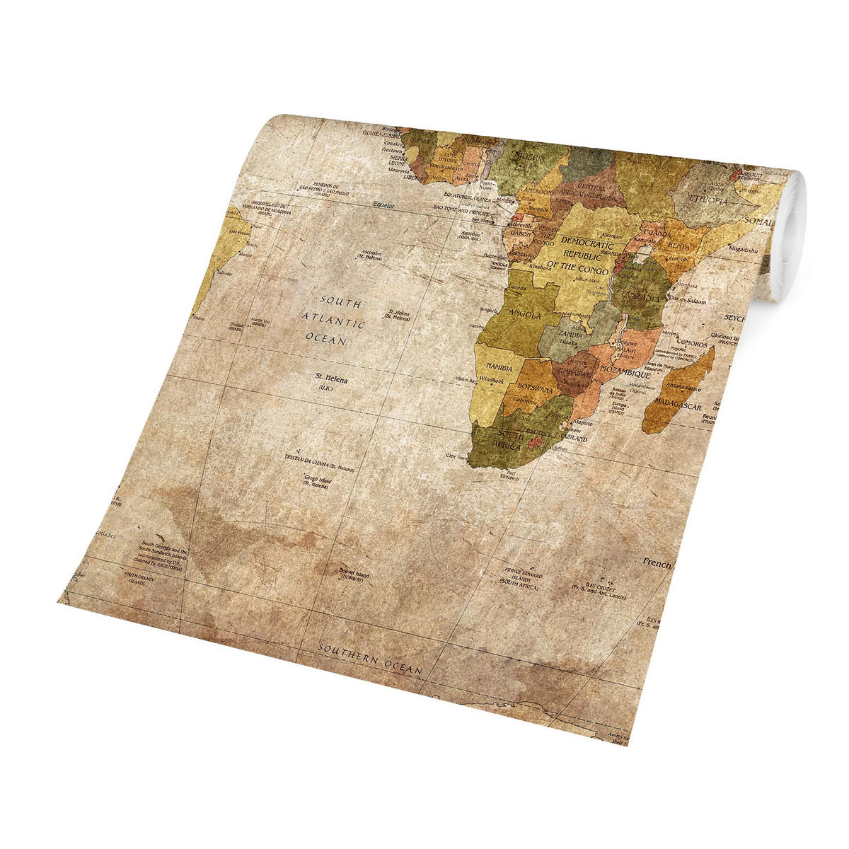FOTOTAPETE Weltkarte 192/192 cm - Braun, Papier (192/192cm) - Bilderwelten