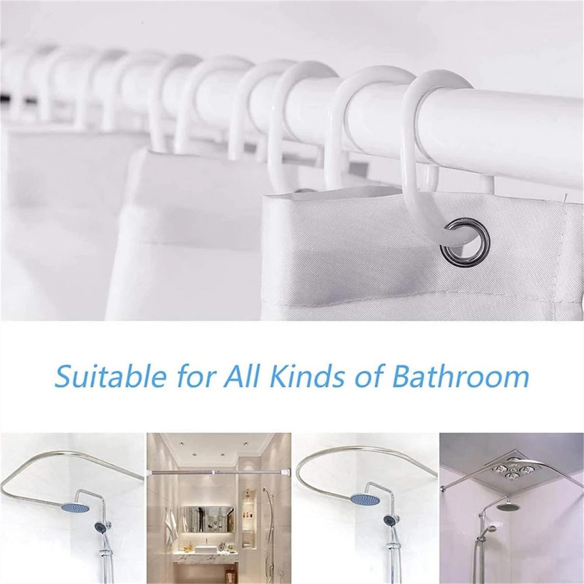 DUSCHVORHANG Schnell Trocknend 100/200 cm Polyester Wasserabweisend mit 6 Haken - Multicolor, Kunststoff (100/200cm) - MCBOSON