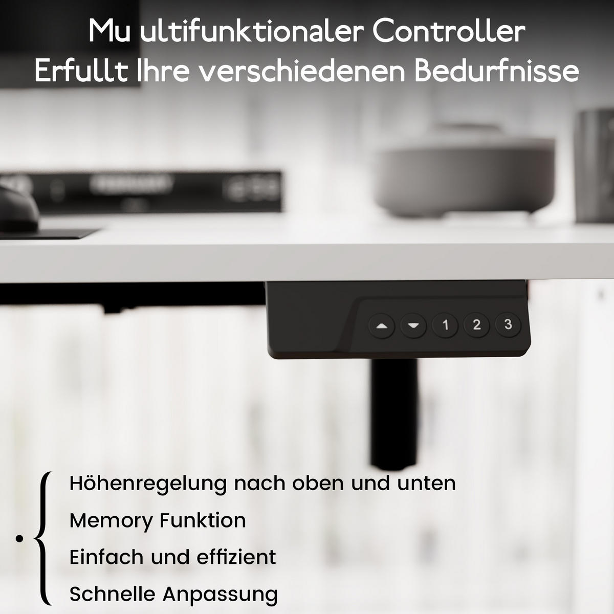SCHREIBTISCH elektrisch höhenverstellbar 60 x 110 cm, mit Memory- und Kollisionsschutzfunktion - Weiß, Metall (110/60/117cm) - HOMAVO