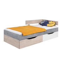 JUGENDBETT SIMON 15 90/200 Grau/Weiß/Sonoma Eiche - Weiß/Grau, Holzwerkstoff (90/200cm) - Deine Möbel 24
