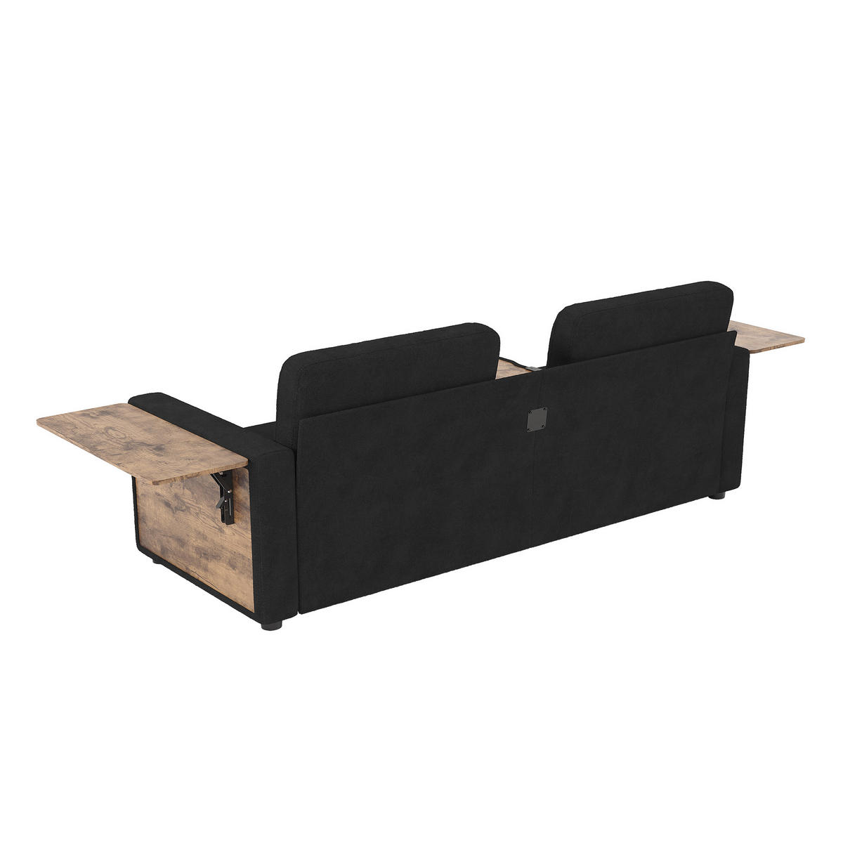 2-SITZER-SOFA mit Laptop-Tisch und Stauraum, DE-42611, Schwarz - Schwarz, Metall (178/57.5/71cm) - ComfortXL