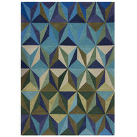 WOLLTEPPICH 3D Geometrisch, Wohnzimmer Blau-Grün Rechteckig 160x230 - Blau, Textil (160/230cm) - KADIMA DESIGN