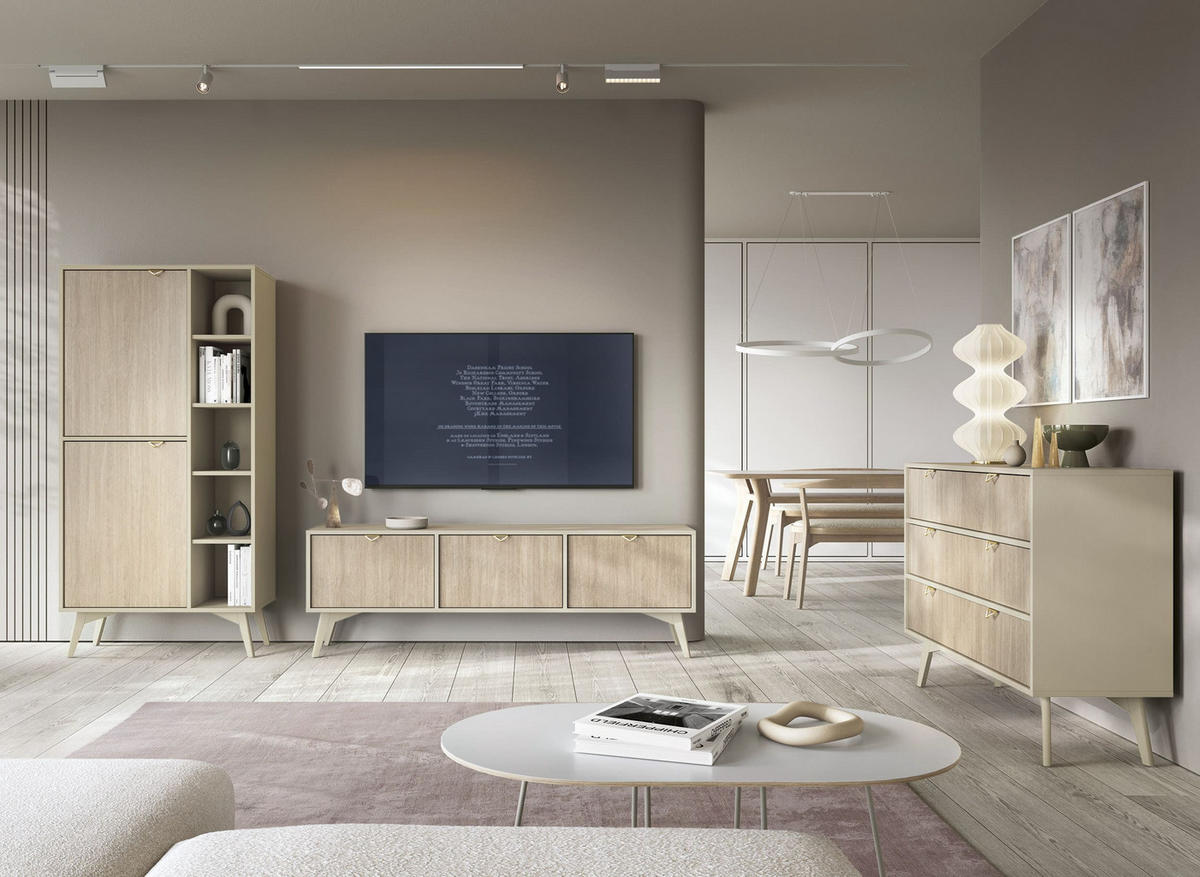 KOMMODE - Abeto Beige S106 - Eichefarben/Beige, Holz (106/80/38cm) - Möblo
