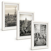 BILDER SET 3er Set - 20x30 cm Weißer Rahmen - Aussicht Paris New York Treppen - Weiß, Kunststoff (20/30cm) - TULUP