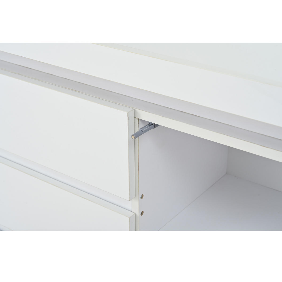SIDEBOARD in Weiß Sideboard Kommode mit LED, verstellbaren Einlegeböden für Wohn- & Schlafzimmer, B140/T35/H72cm - Weiß, Holzwerkstoff/Metall (140/72/35cm) - STILVORA