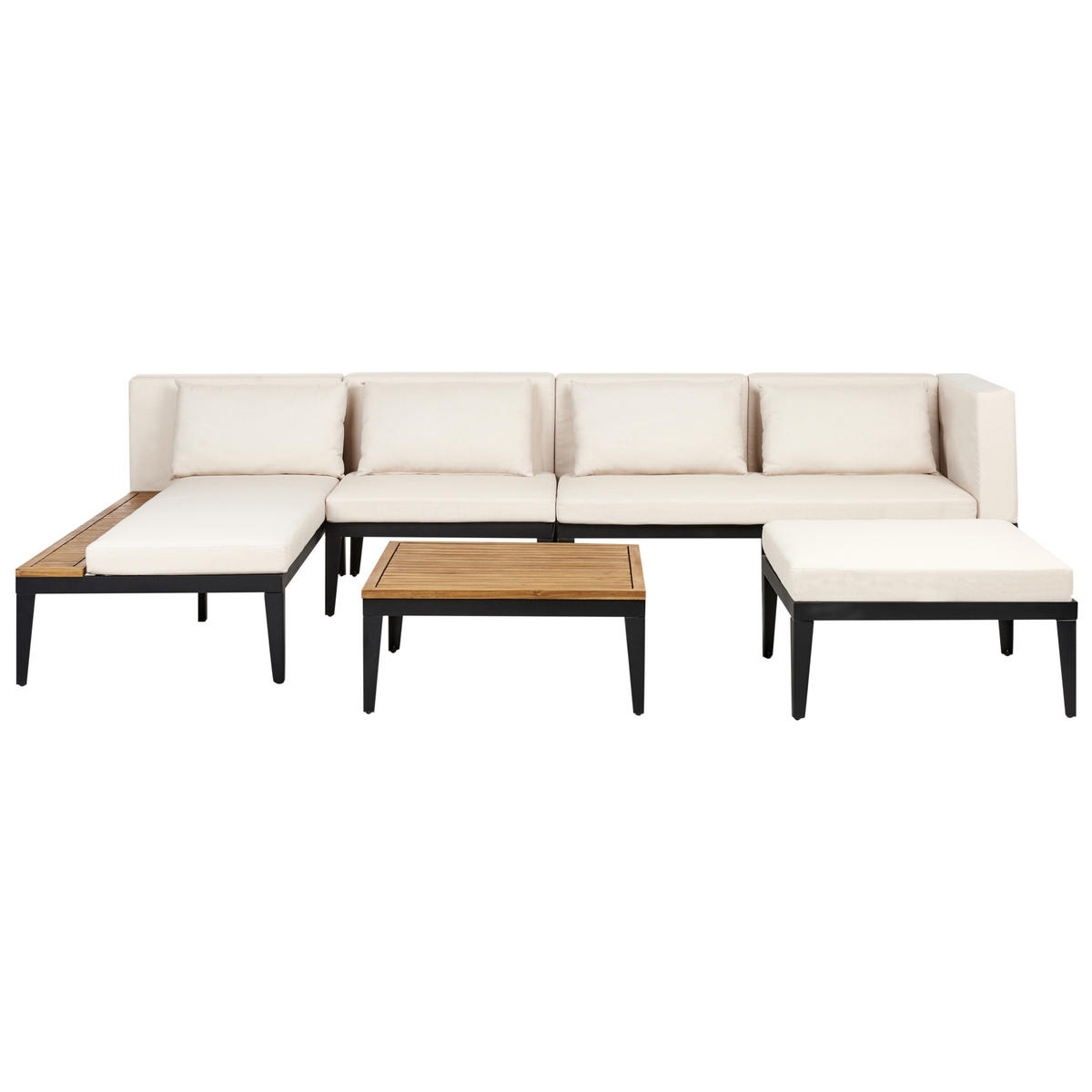 LOUNGE-SET 4-Sitzer Beige Bracciano - Hellbraun/Beige, Holz - Beliani