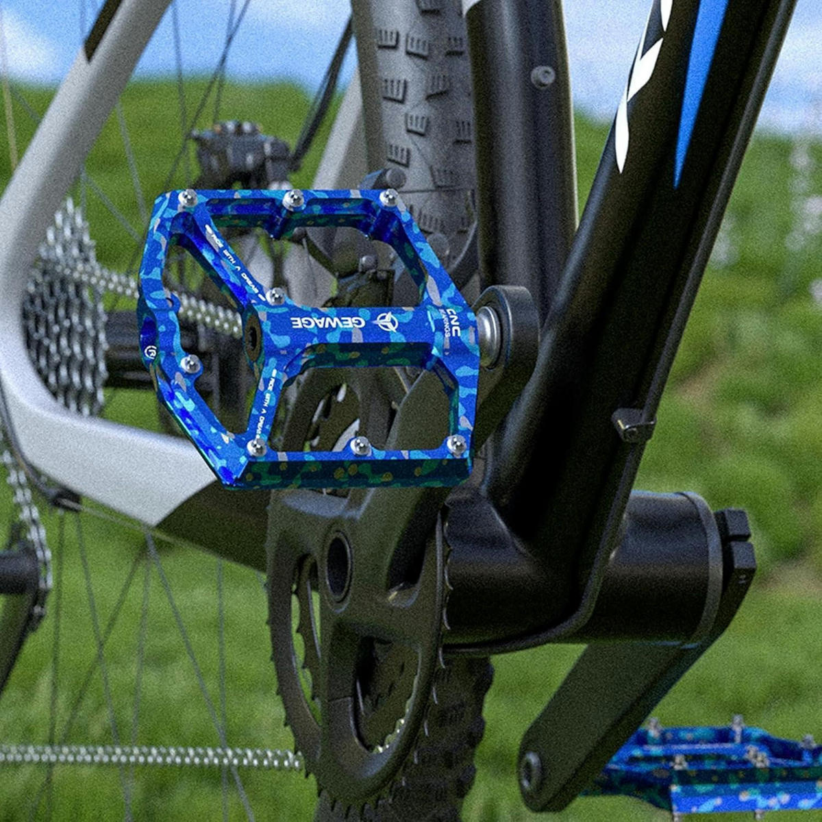 FAHRRADPEDALE Rennrad/Mountainbike Blaues Tarnmuster 9/16 Zoll - Multicolor, Metall (10.4/1.5/10.4cm)