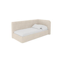 EINZELLBETT Jugendbett mit Bettkasten, Links - AURY 100x200 Beige - Beige, Holzwerkstoff/Textil (100/200cm) - ALTDECOR