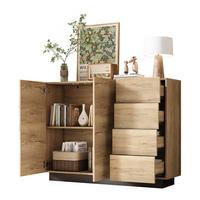 KOMMODE Sideboard 2 Türen Schwarz Natur 110x35.5x90.5cm - Multicolor, Holzwerkstoff (35.5/90.5/110cm) - FLIEKS