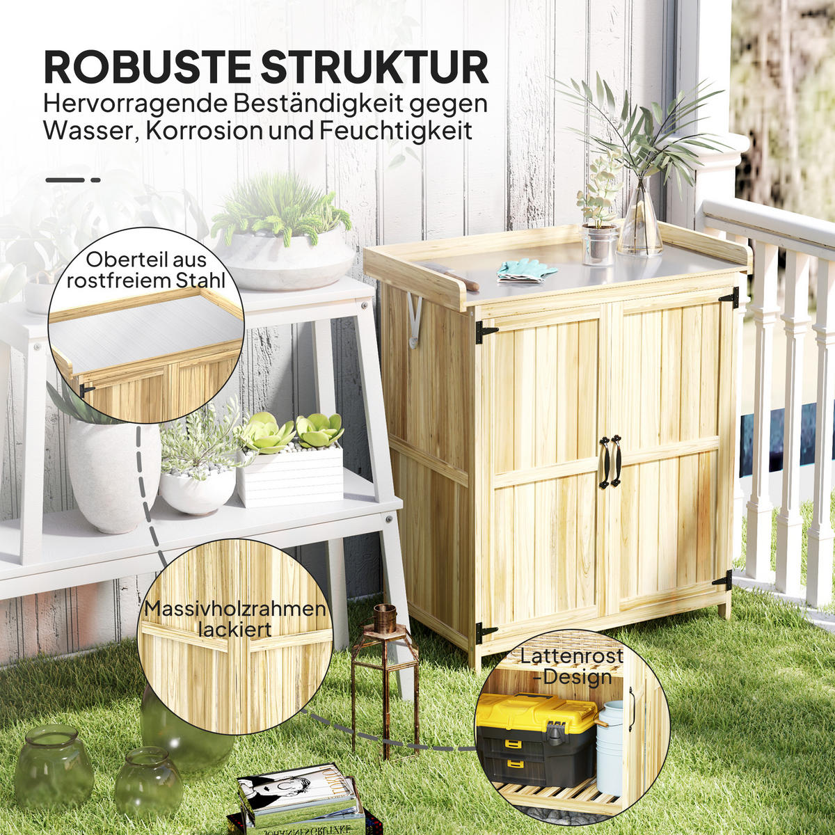 GARTENSCHRANK DE-09263 Naturholz - Naturfarben, Holz (43/88/74cm) - ComfortXL