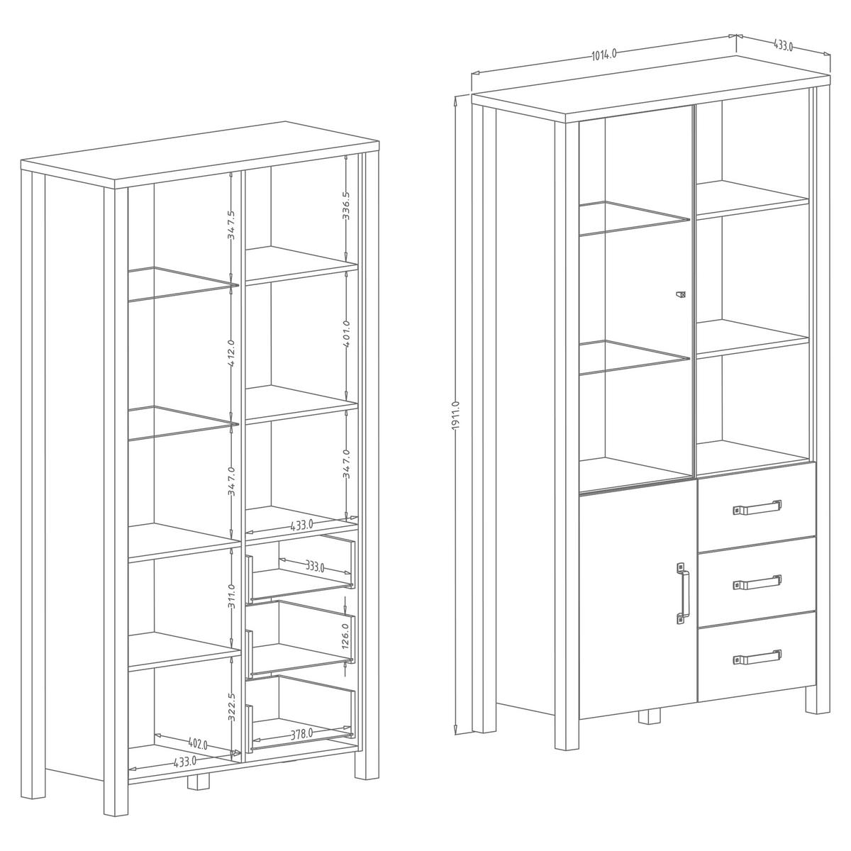 VITRINE in Braun - Braun, Holzwerkstoff (101/191/43cm) - MASSENO
