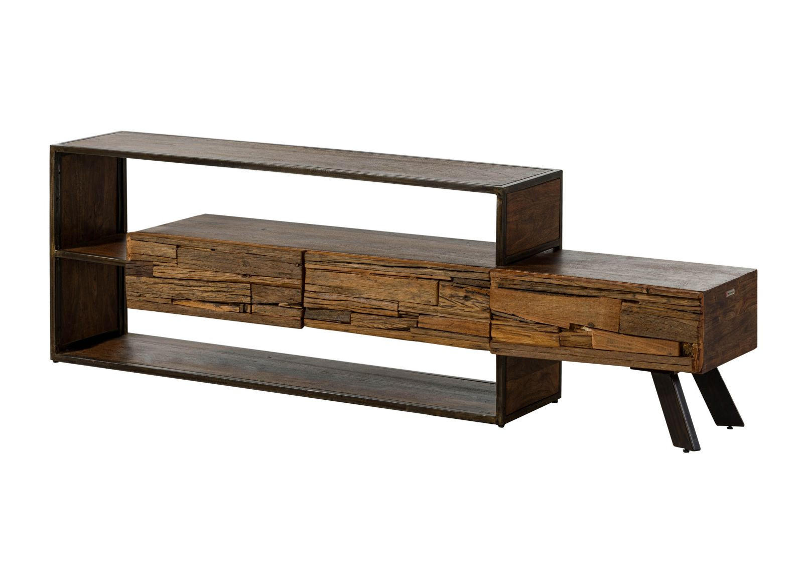 TV-BOARD Akazie / Altholz 195x40x60 braun lackiert SEVILLA #04 - Braun, Holz (195/60/40cm) - Massivmoebel24