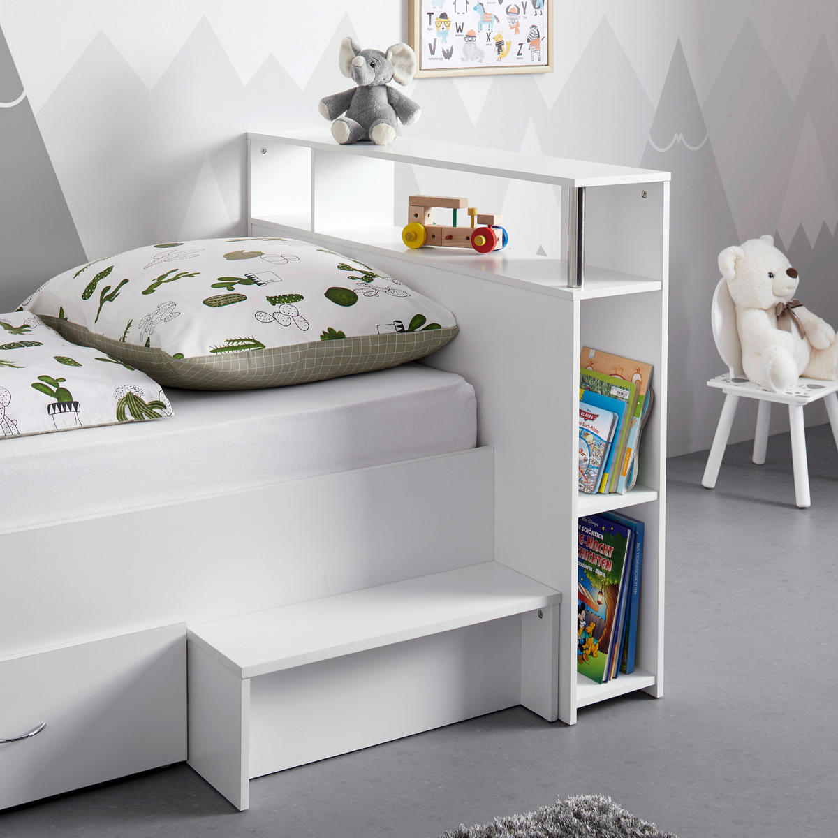 STAURAUMBETT Nika Weiß ca. 90 / 200 cm MDF - Weiß, Holzwerkstoff - Bessagi Kids