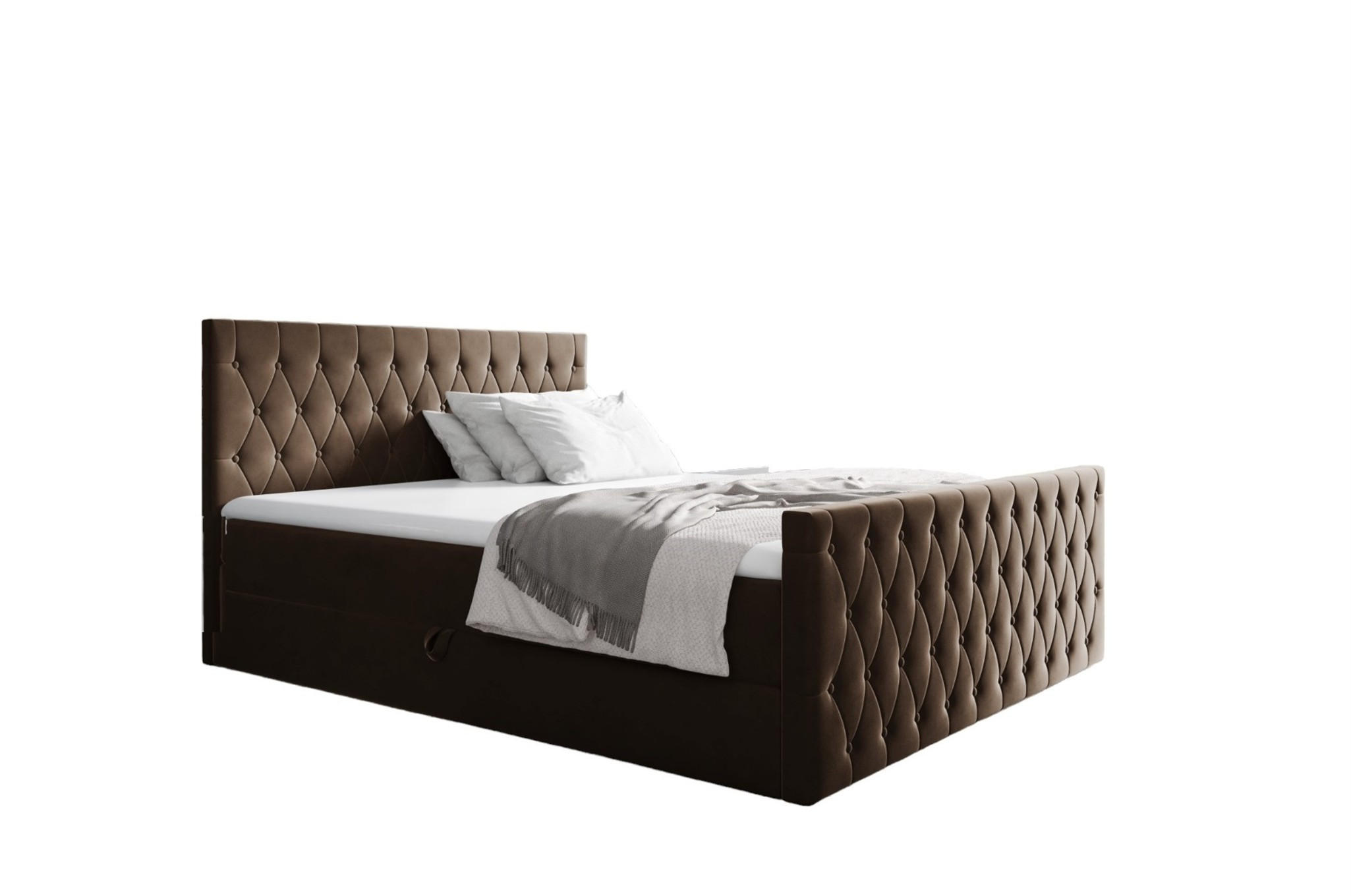 BOXBETT Asher In überlänge - Braun, Holzwerkstoff/Textil (160/220cm) - Fun Möbel