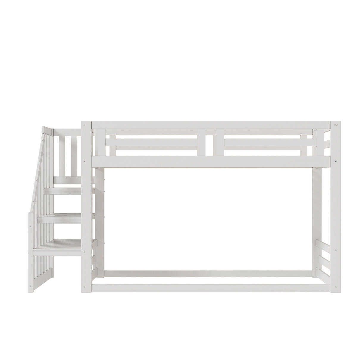 ETAGENBETT 90/200 cm weiß mit Sicherheitsleiter aus massivem Holz - Weiß, Holz (90/200cm) - OKWISH