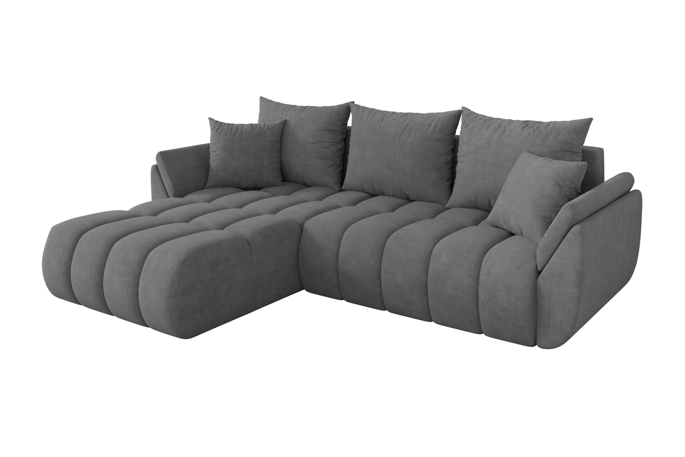 ECKSOFA mit Schlaffunktion Ottomane Links TOKO-L-v1 277x194x86 Grau Velours - Taupe/Schwarz, Holzwerkstoff/Kunststoff (277/194cm) - ALTDECOR