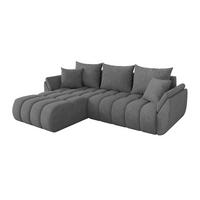 ROHOVÁ SEDAČKA s funkcí spaní, otoman vlevo TOKO-L-v1 277x194x86 šedá velur - černá/šedohnědá, kompozitní dřevo/textil (277/194cm) - ALTDECOR