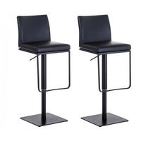 BARHOCKER 2er Set Lederlook Schwarz - Schwarz, Textil/Metall (42/86/44cm) - CLP