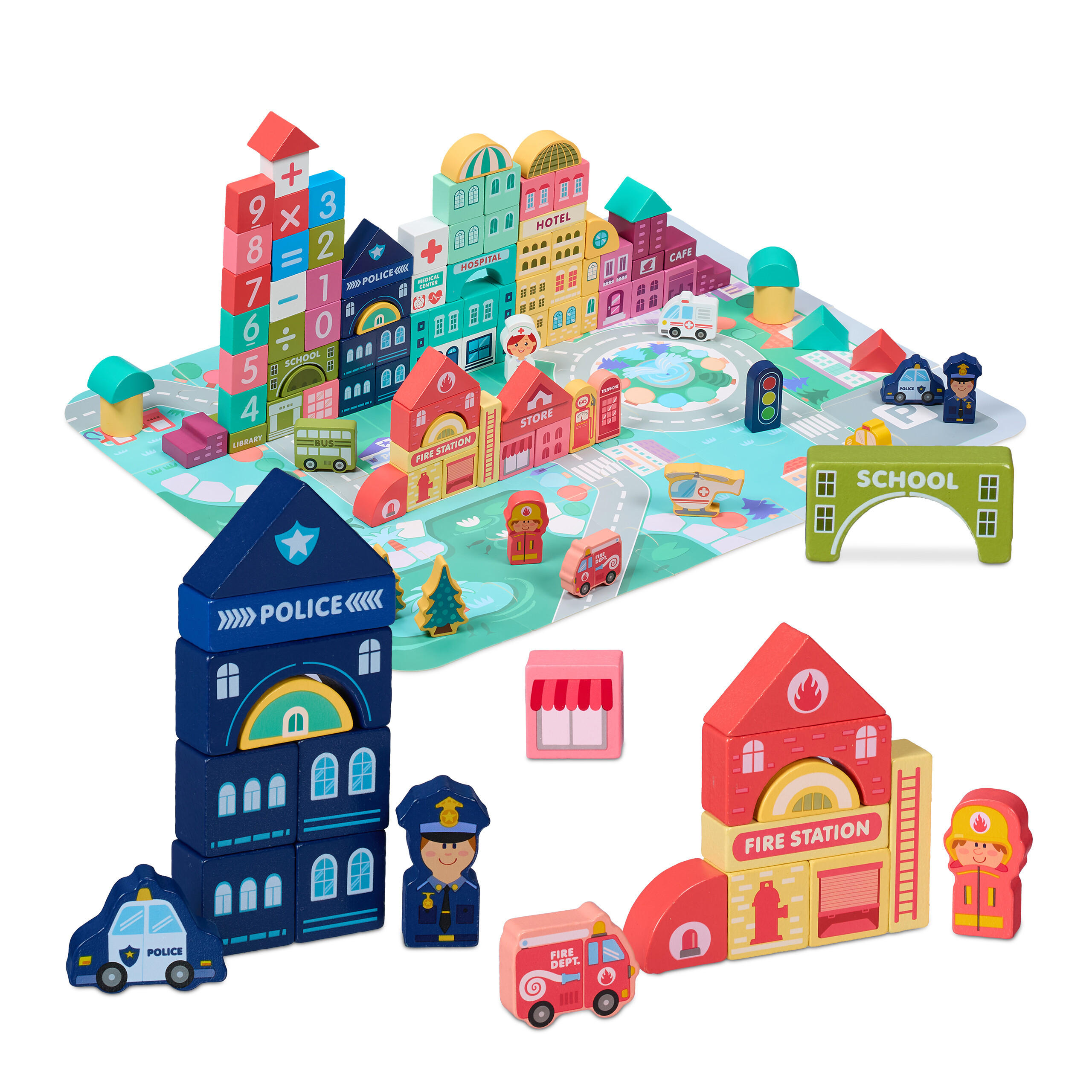 Relaxdays KOSTKY Vícebarevné město puzzle podložka 20-dílná