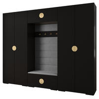 GARDEROBEN-SET 236,7/300/47 - Goldfarben/Schwarz, Holz/Kunststoff (300/236.7/47cm) - Abiks Möbel