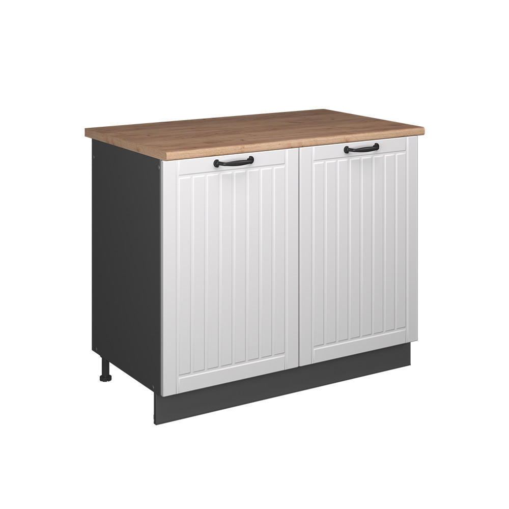 DISKBÄNKSSKÅP Fame-Line, Vitt hus på landet/antracit, 100 cm, AP Oak Vit, Antracit 82/100/60 cm