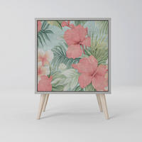 SIDEBOARD HAWAIIAN SPIRIT, Grau, 57,5x42x77,5 cm, Schräge Buchenholzfüße - Buchefarben/Multicolor, Holzwerkstoff/Buchenholz (57.5/77.5/42cm) - SpaceRebels