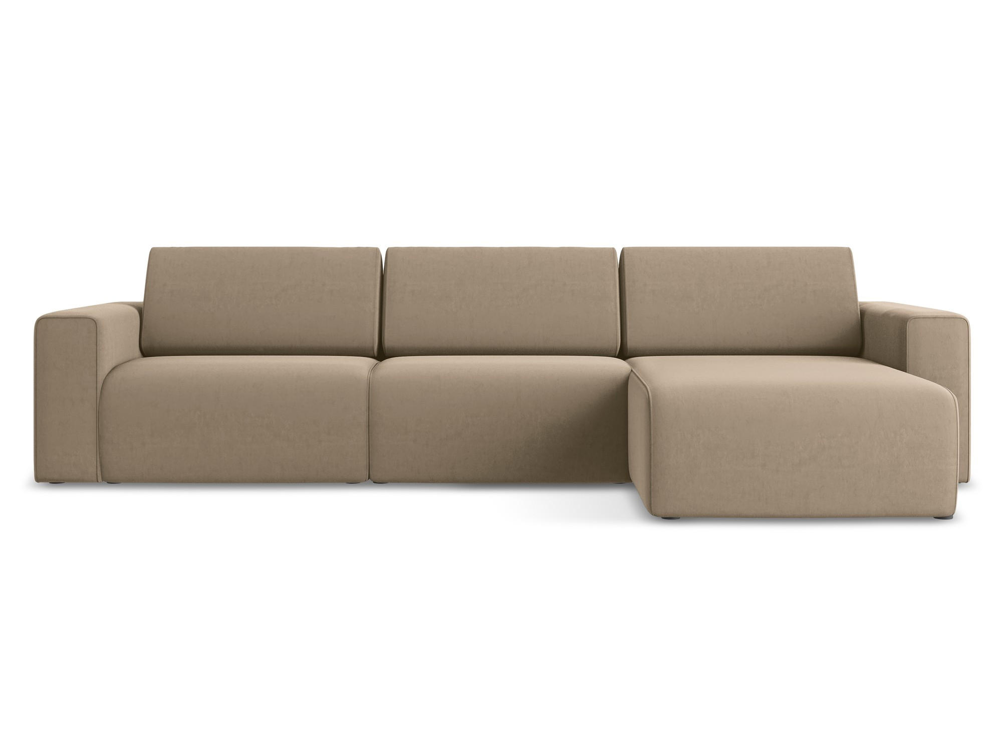 ECKSOFA Rechts Samt Stoff Beige - Beige/Schwarz, Kunststoff/Textil (314/167cm) - Makamii