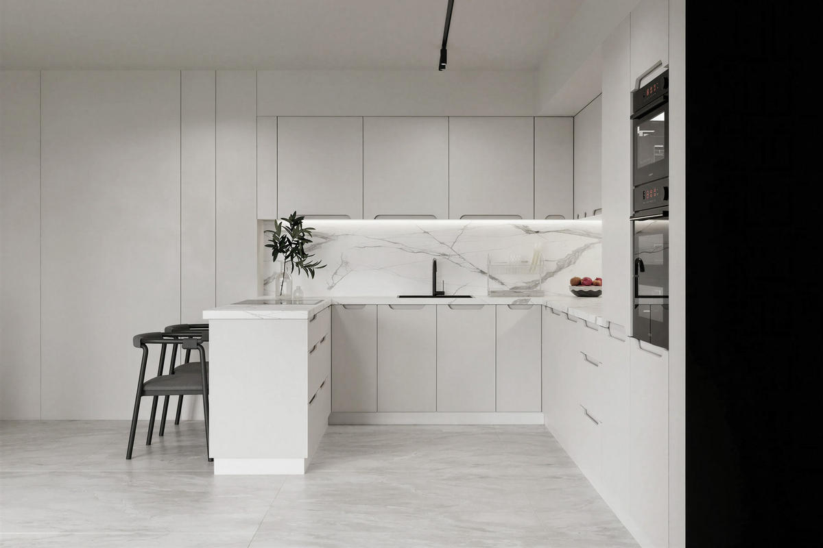 KÜCHENZEILE - KS27-G390x260 – Zivora - Komfort und Design perfekt vereint - Hellgrau, Holz (390/213.3/260cm) - ROYAL24_MARKT