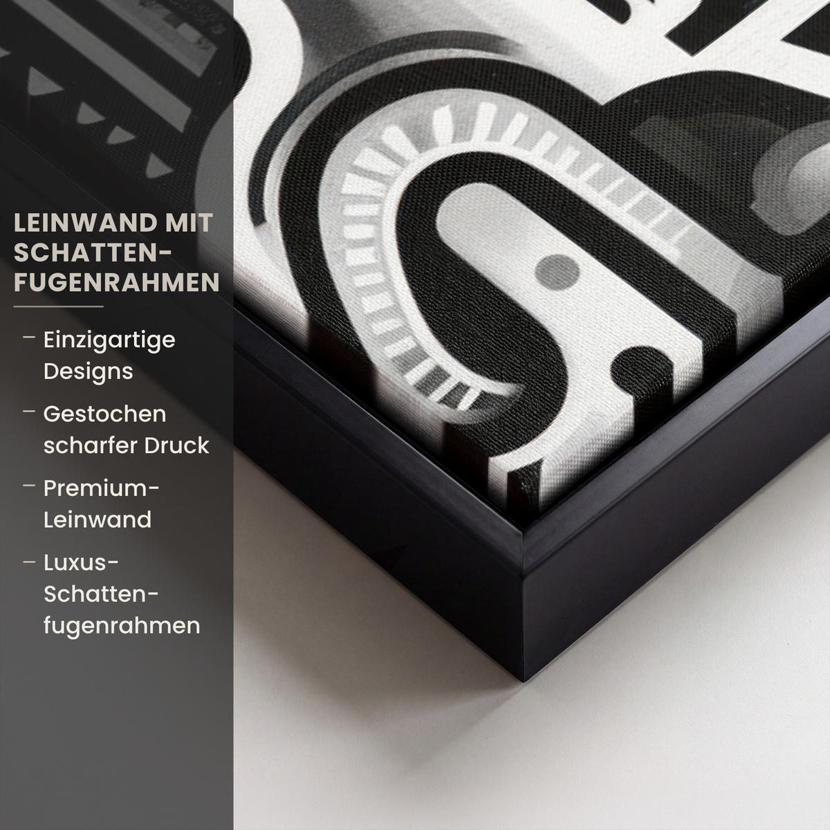 LEINWAND Bilder mit Rahmen - Symbole - Abstrakt - Grafik - Schwarz - 60x40 - Schwarz, Textil (60/40cm) - MuchoWow