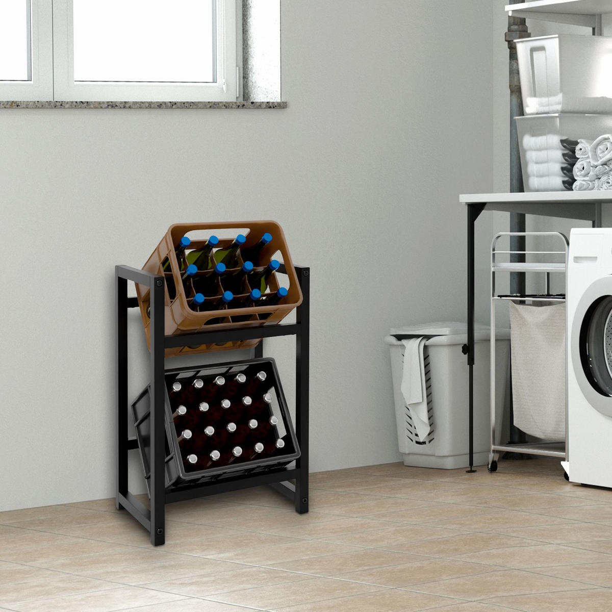 GETRÄNKESKISTENSTÄNDER Star - 2er Set - schwarz - Schwarz, Metall (47/31/75cm) - TPFLiving