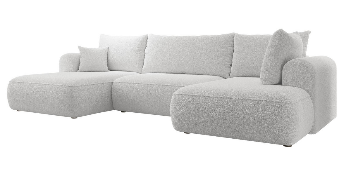 WOHNLANDSCHAFT Ovo Grau Boucle - Schwarz/Grau, Textil (380/95/167cm) - Selsey