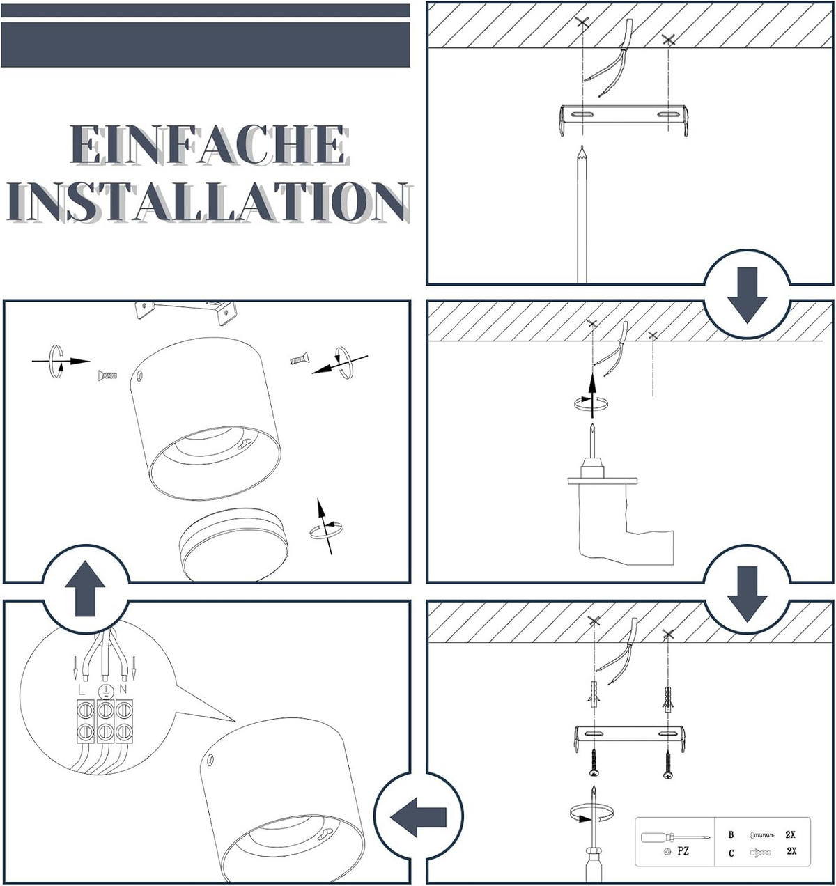 LED-DECKENLEUCHTE Hargenhainbach 10.0/10.0/10 cm - Schwarz, Metall (10/10/10cm) - ZMH