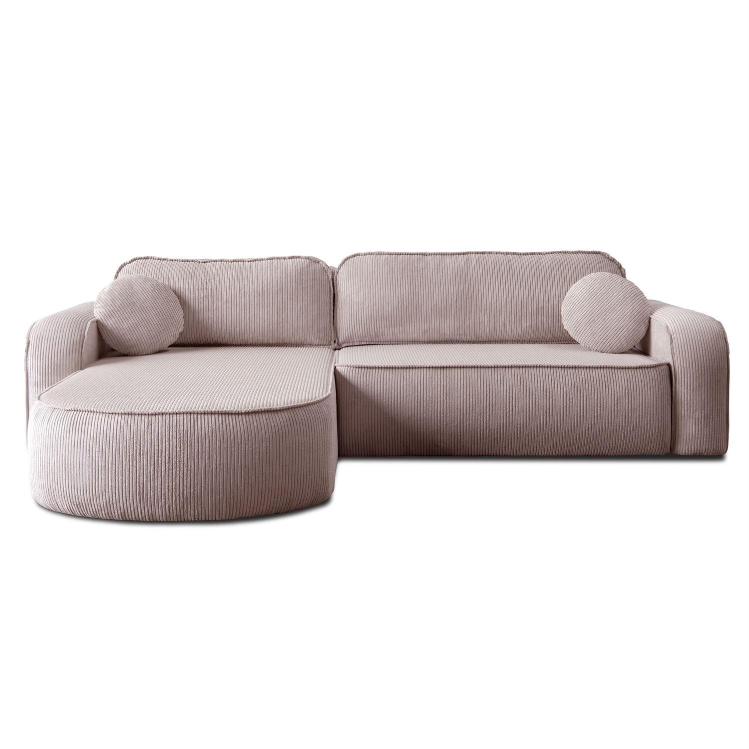 ECKSOFA VENUS mit Schlaffunktion und Bettkasten, Poso 27 - Rosa, Textil (275/178cm) - Lookway