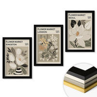 WANDBILDER 3er-Set - 20x30 cm Schwarzer Rahmen - Retro-Blumen aus Städten rund um die Welt - Schwarz, Kunststoff (20/30cm) - ArtPrintCave