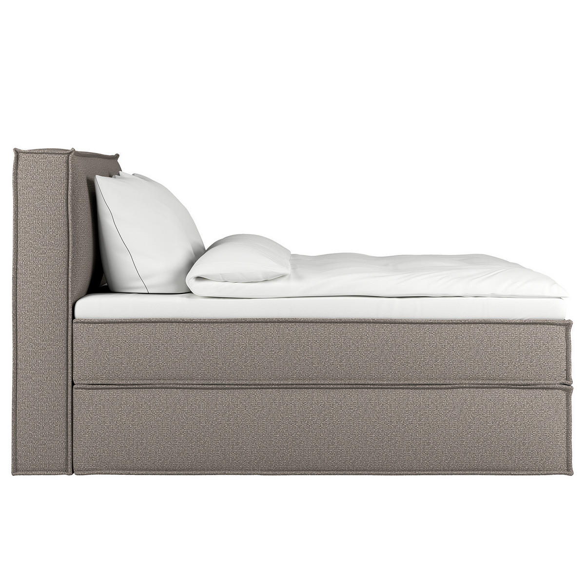 BOXSPRINGBETT mit Kopfteil - Premium - Grau, Textil (200/200cm) - home24