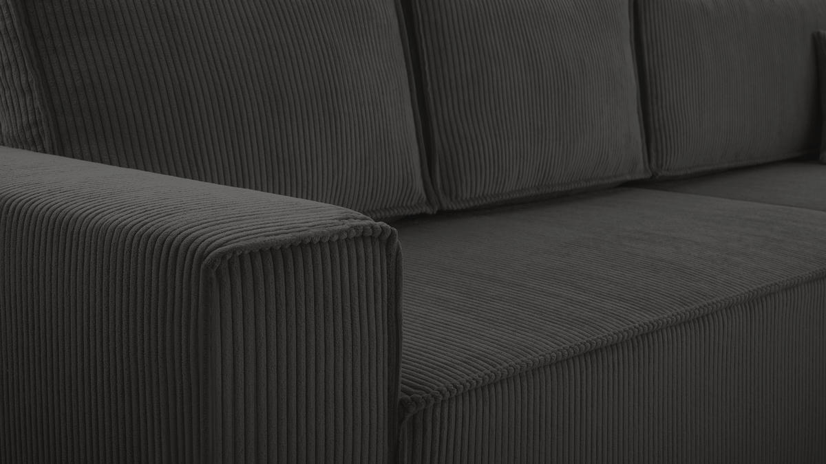 ECKSOFA L Form Cedria Dunkelgrau 287/145/85 cm mit Schlaffunktion - Dunkelgrau/Schwarz, Kunststoff/Textil (287/145cm) - AX Living