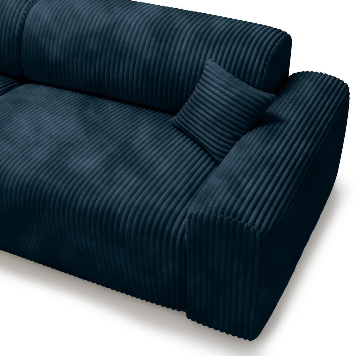 ECKSOFA mit Longchair - Cord - Blaugrau/Schwarz, Kunststoff/Textil (284/178cm) - home24
