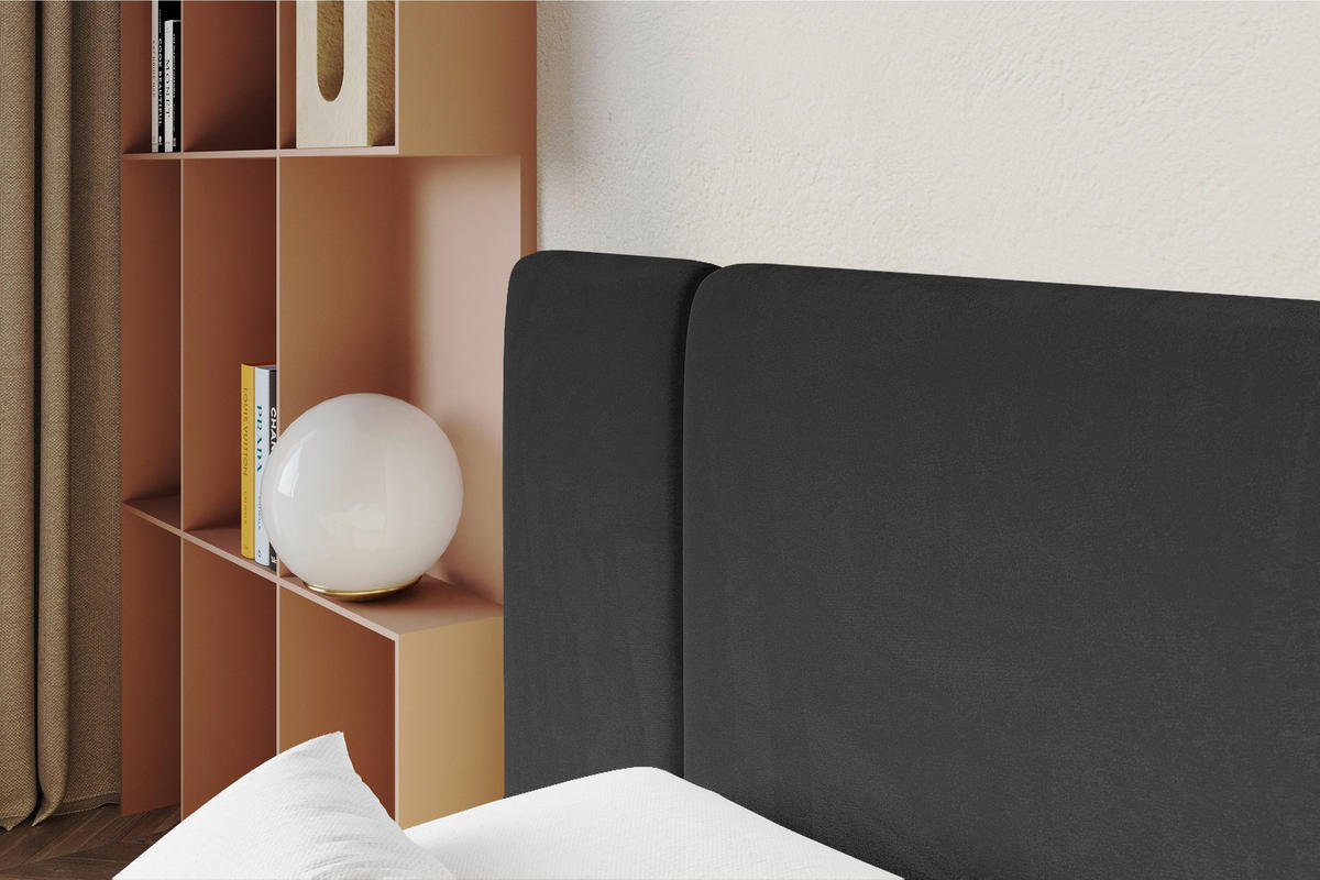 POLSTERBETT mit Bettkasten und Lattenrost, Bett mit Matratze H3/H4 - NILO 140x200 Schwarz - Schwarz, Holzwerkstoff/Textil (140/200cm) - ALTDECOR