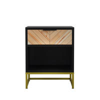 NACHTTISCH 43/40/55 cm Schwarz/Natur aus MDF mit Schublade - Hellbraun, Holzwerkstoff (40/55/43cm) - OKWISH