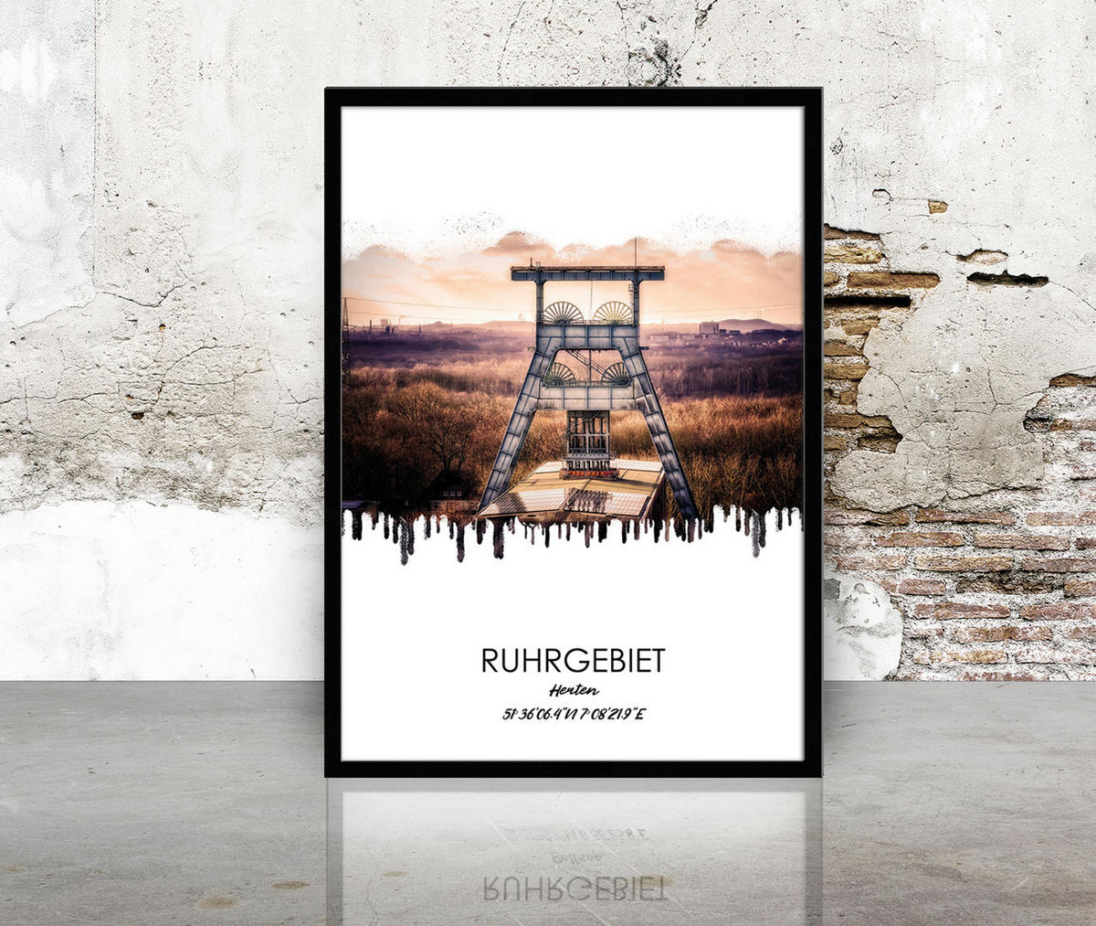 POSTER mit Rahmen 50x70 cm Ruhrgebiet Herten - Braun, Holz (51/71cm) - artissimo