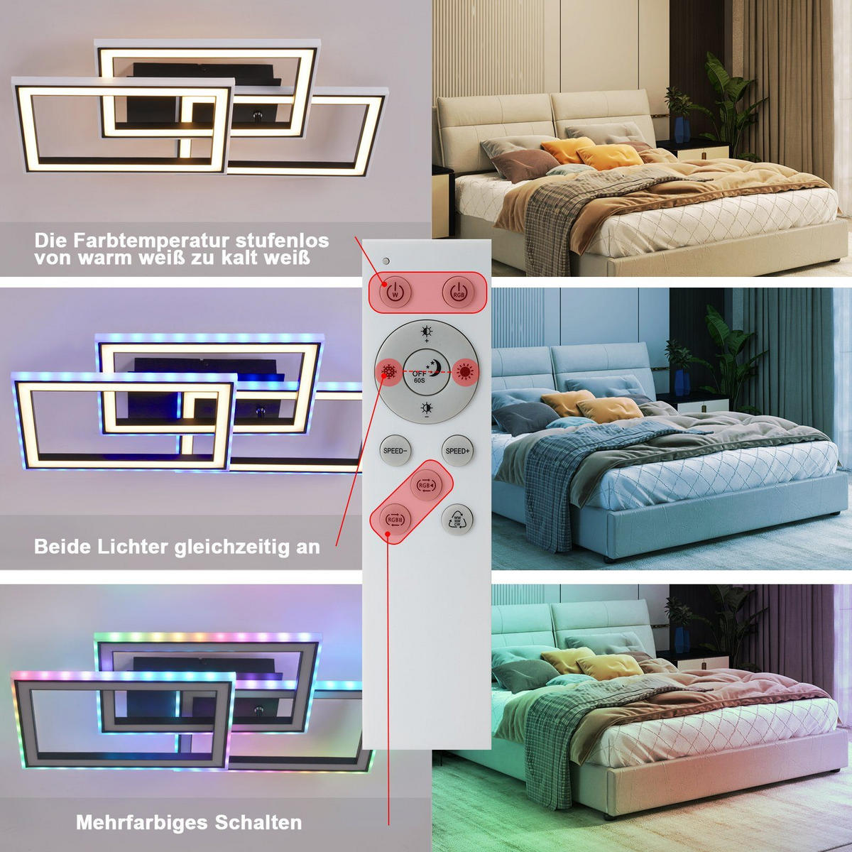 LED-DECKENLEUCHTE Lieselotte 54/34/9 cm - Schwarz, Metall (54/34/9cm) - Nettlife