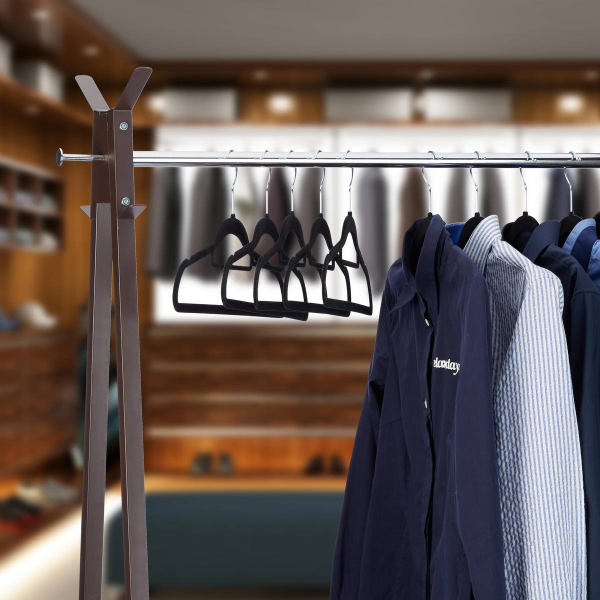 20XVEŠIAK na šaty - čierna, kov/textil (41.5/22.5/0.5cm) - Relaxdays