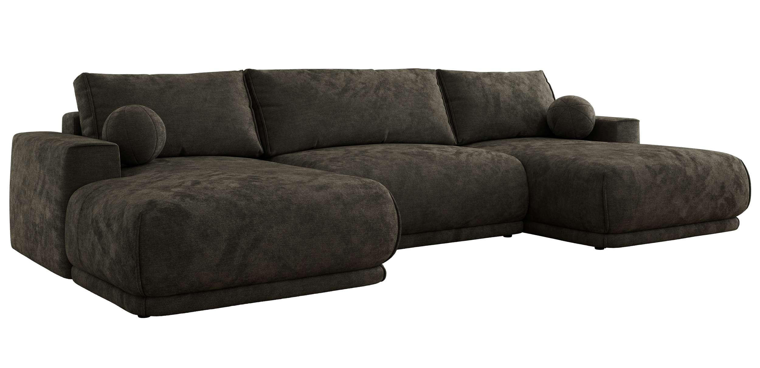 SEDACIA SÚPRAVA RINA U Tmavosivá Hladký ženil - čierna/tmavosivá, textil/plast (360/85/170cm) - MKS