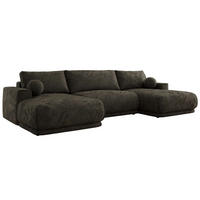 SEDACIA SÚPRAVA RINA U Tmavosivá Hladký ženil - čierna/tmavosivá, textil/plast (360/85/170cm) - MKS