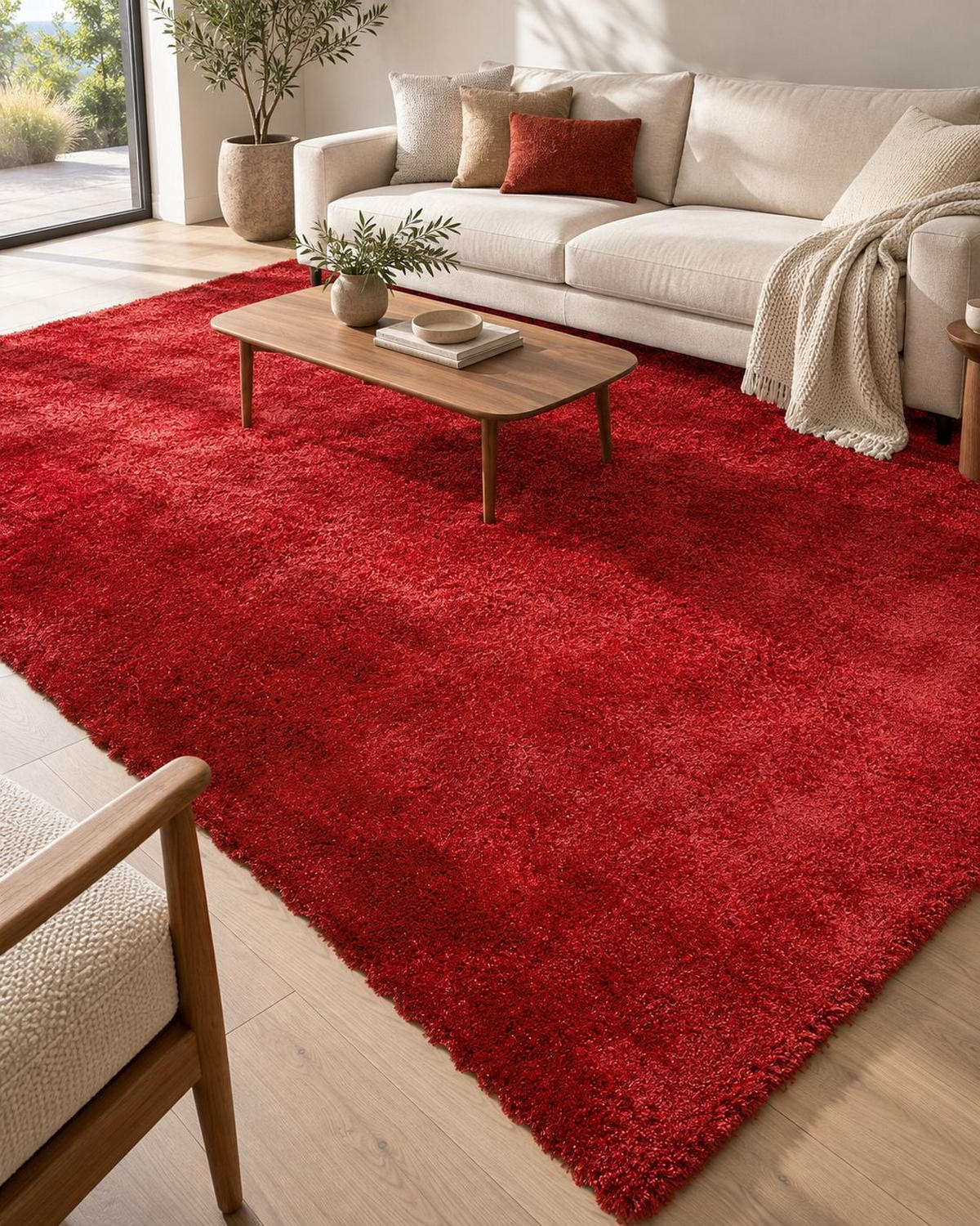 SHAGGY-TEPPICH Evren 300/200 cm - Rot, Kunststoff (200/300cm) - Beliani