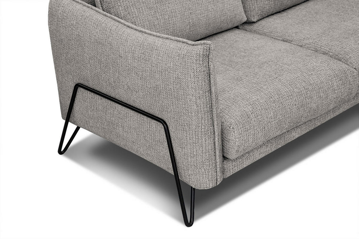 ECKSOFA HOSTEN 4-Sitzer, platinfarben - Platinfarben/Schwarz, Holzwerkstoff/Textil (158/269cm) - Courtois Laville